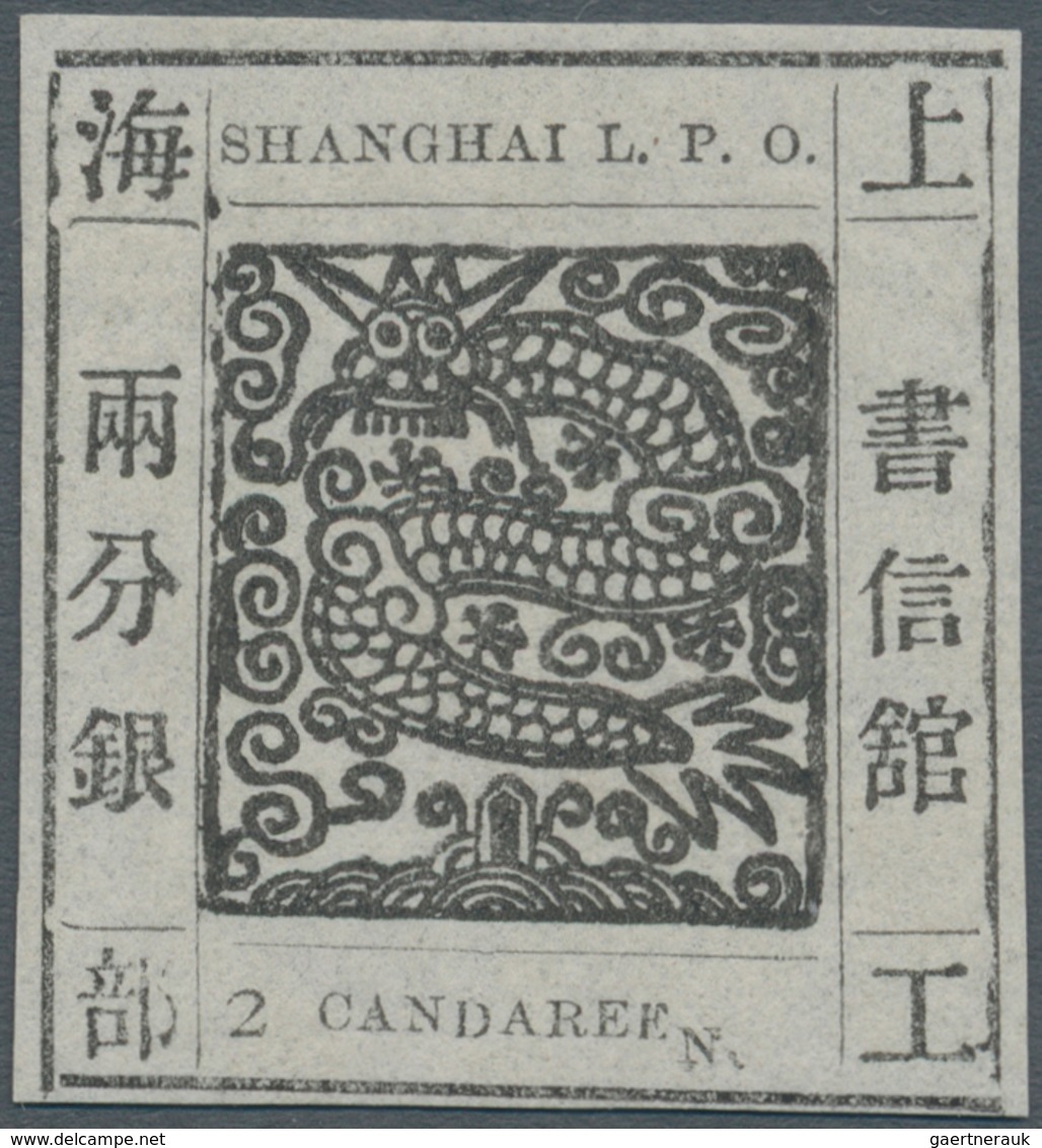 China - Shanghai: 1865, Large Dragon "Candareen" In The Singular, Non-seriff Digits, 2 Ca. Black W. - Sonstige & Ohne Zuordnung