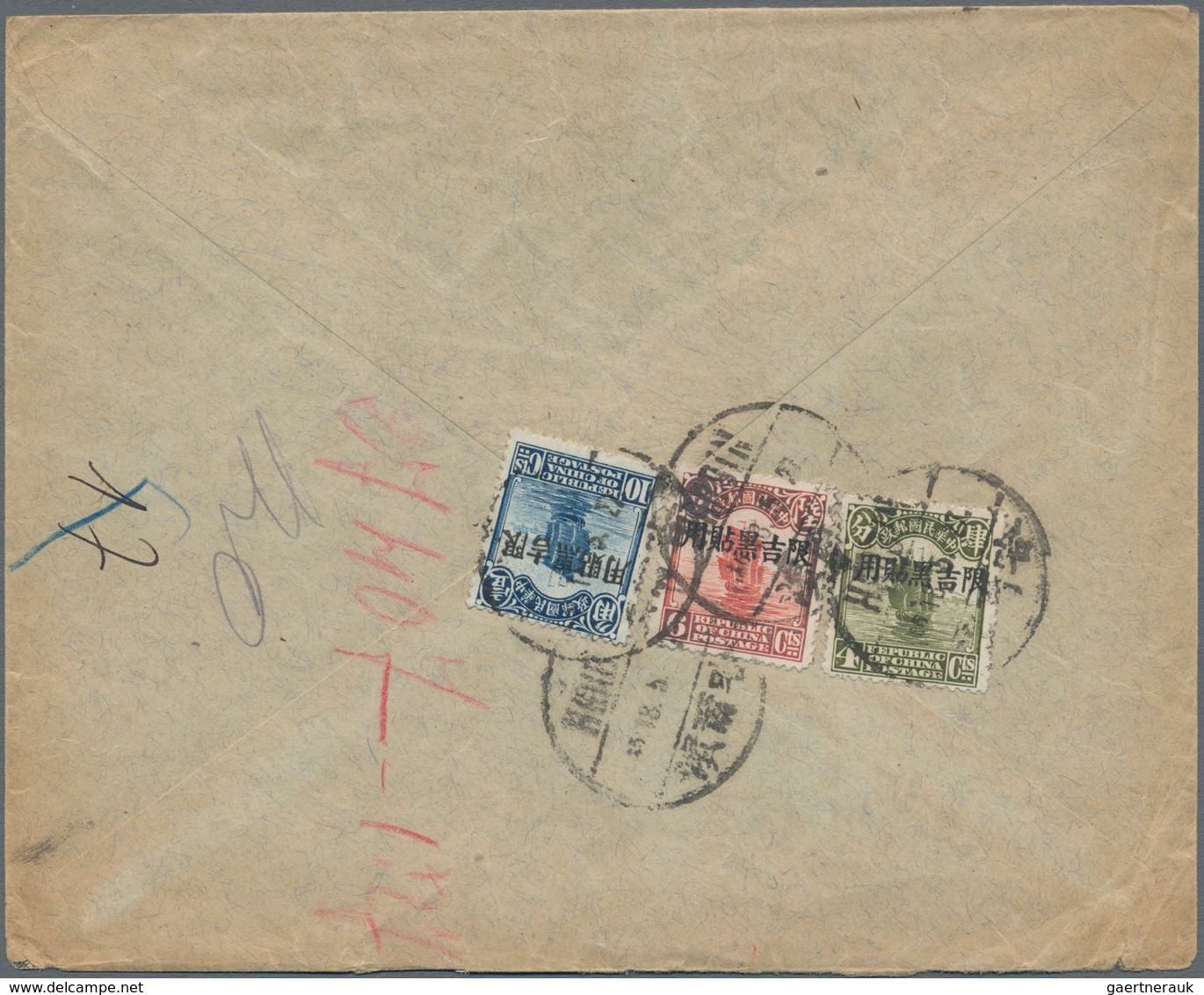 China - Provinzausgaben - Mandschurei (1927/29): 1928, 4 C. Olive, 6 C. And 10 C. Tied "HARBIN 18.5. - Mandschurei 1927-33