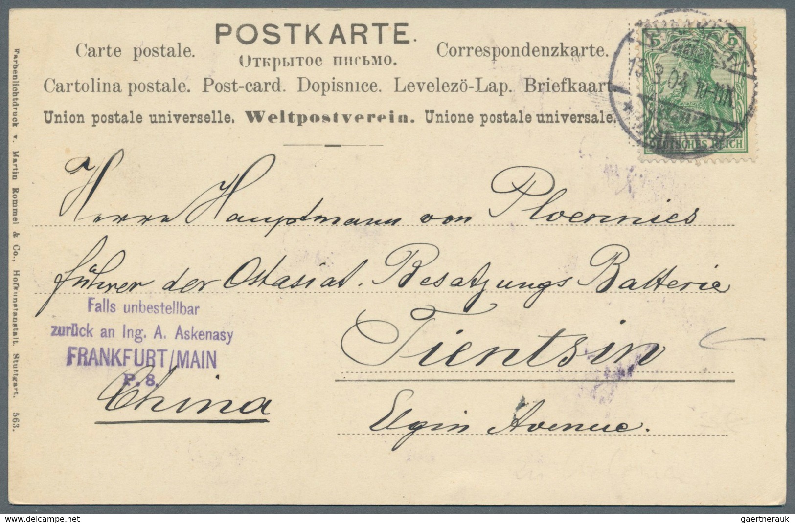 China - Incoming Mail: 1899/1906, Germany, Correspondence Of UPU Cards (5, From Hannover And Area) T - Sonstige & Ohne Zuordnung