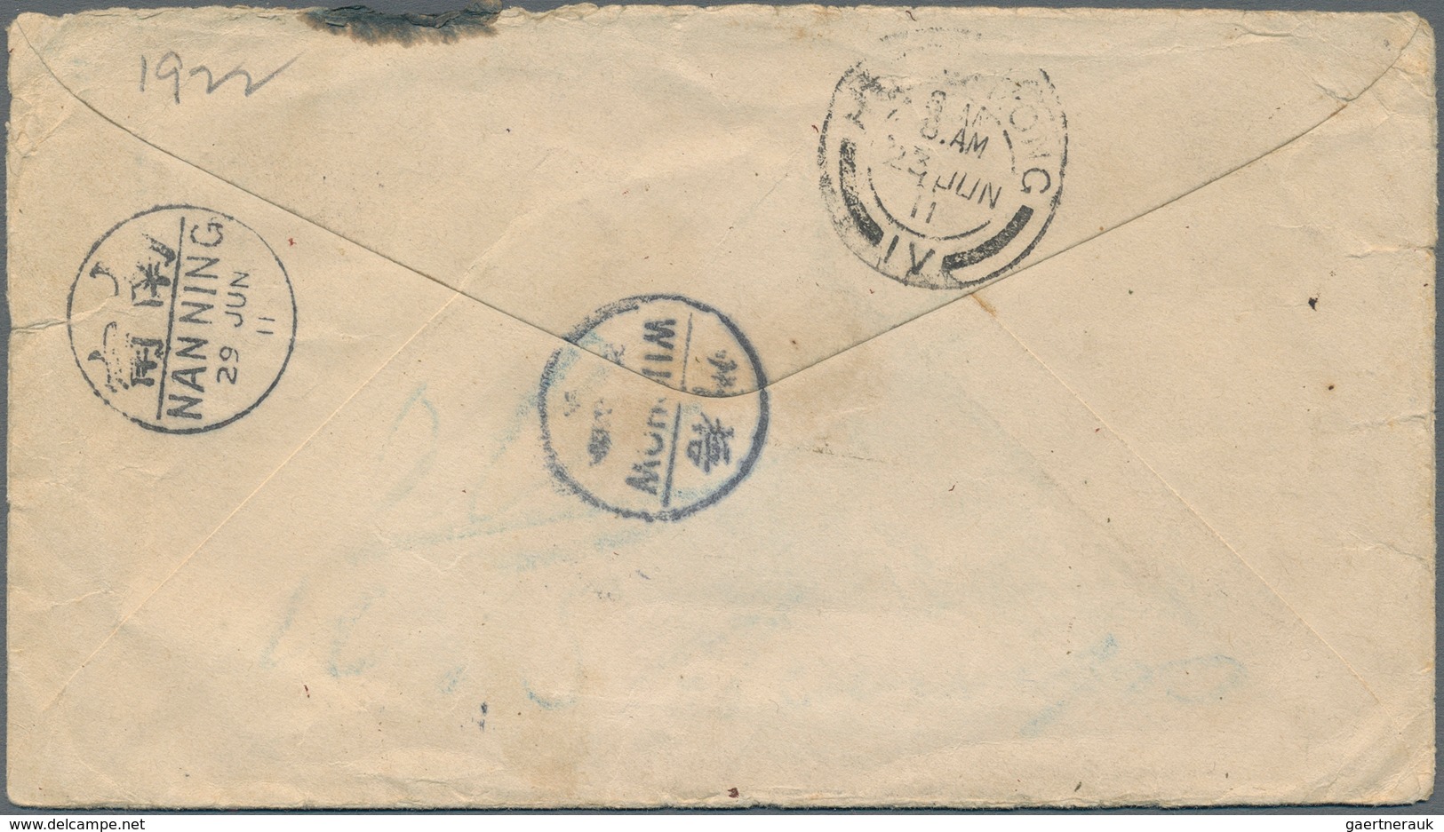 China - Incoming Mail: 1911, USA, Envelope Lincoln 5 C. "Brooklyn May 24 1911" To Wuchow, On Reverse - Sonstige & Ohne Zuordnung