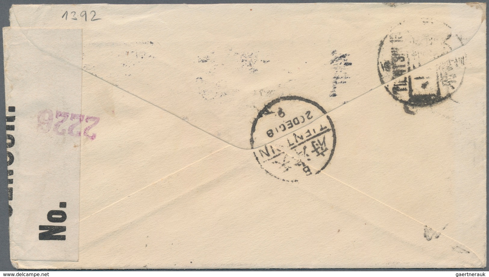 China - Incoming Mail: 1918, USA, Stationery Envelope 5 C. "NEW YORK CITY HALL STA. NOV 1 1918" To T - Autres & Non Classés