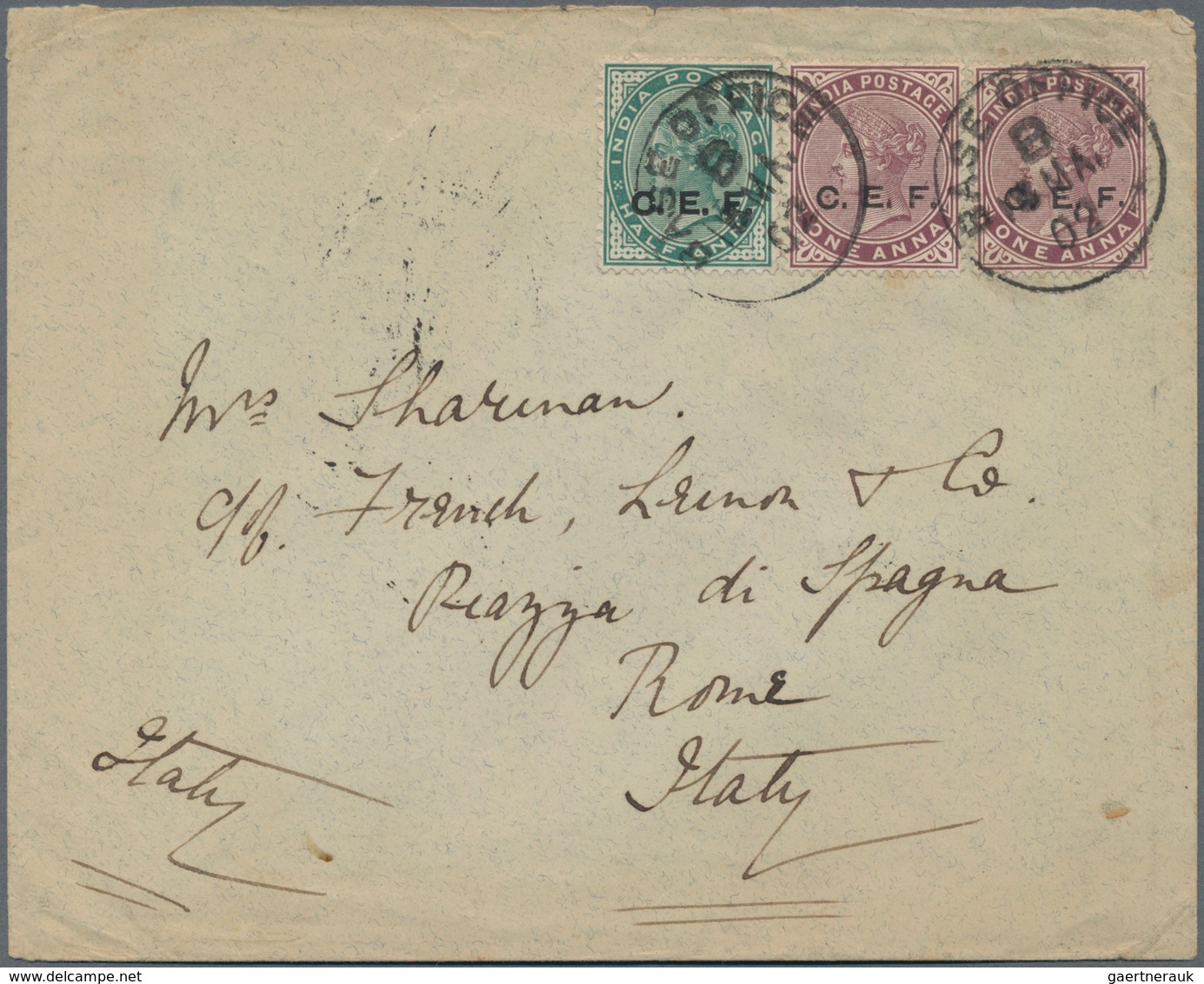 China - Fremde Postanstalten / Foreign Offices: British India Military C. E. F., 1900, 1/2 A. And 1 - Sonstige & Ohne Zuordnung