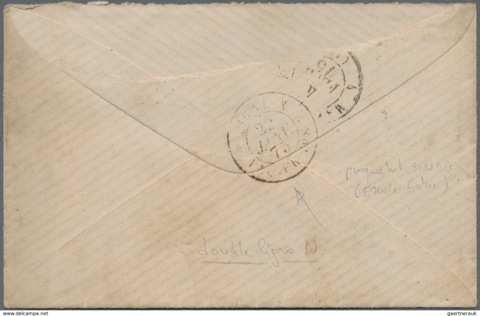 China - Fremde Postanstalten / Foreign Offices: France, 1875, Small Size Envelope Addressed To Marse - Sonstige & Ohne Zuordnung