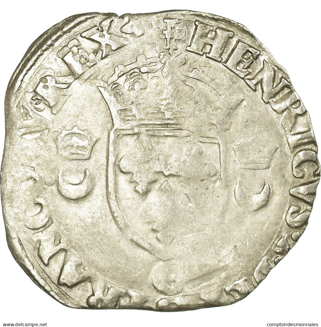 Monnaie, France, Henri II, Douzain Aux Croissants, 1551, Saint Lô, TB, Argent - 1547-1559 Henri II