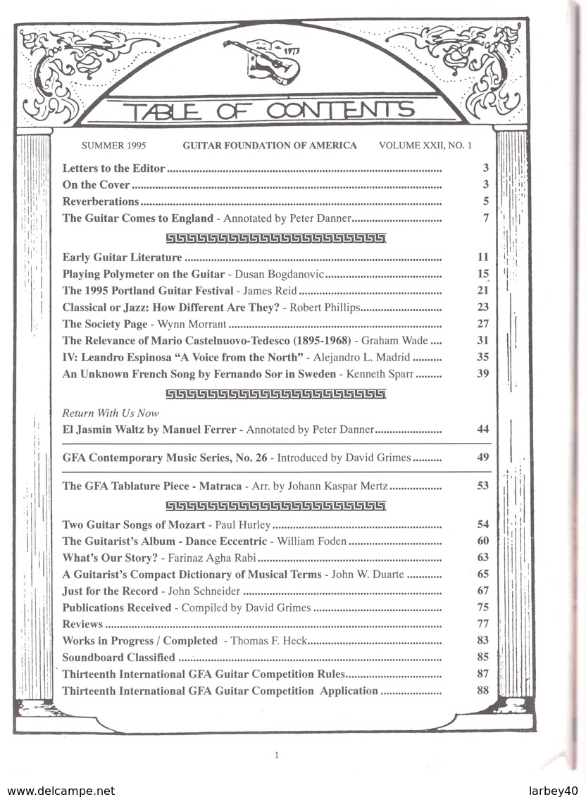 Revue Guitare Soundboard Guitar Fondation Of America N° 1 - 1995 - Gfa Convention Northridge - Art