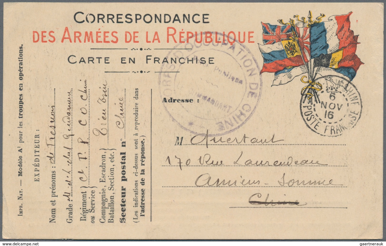 China - Fremde Postanstalten / Foreign Offices: France, Military Mail, 1916, Generic Military Mail C - Sonstige & Ohne Zuordnung