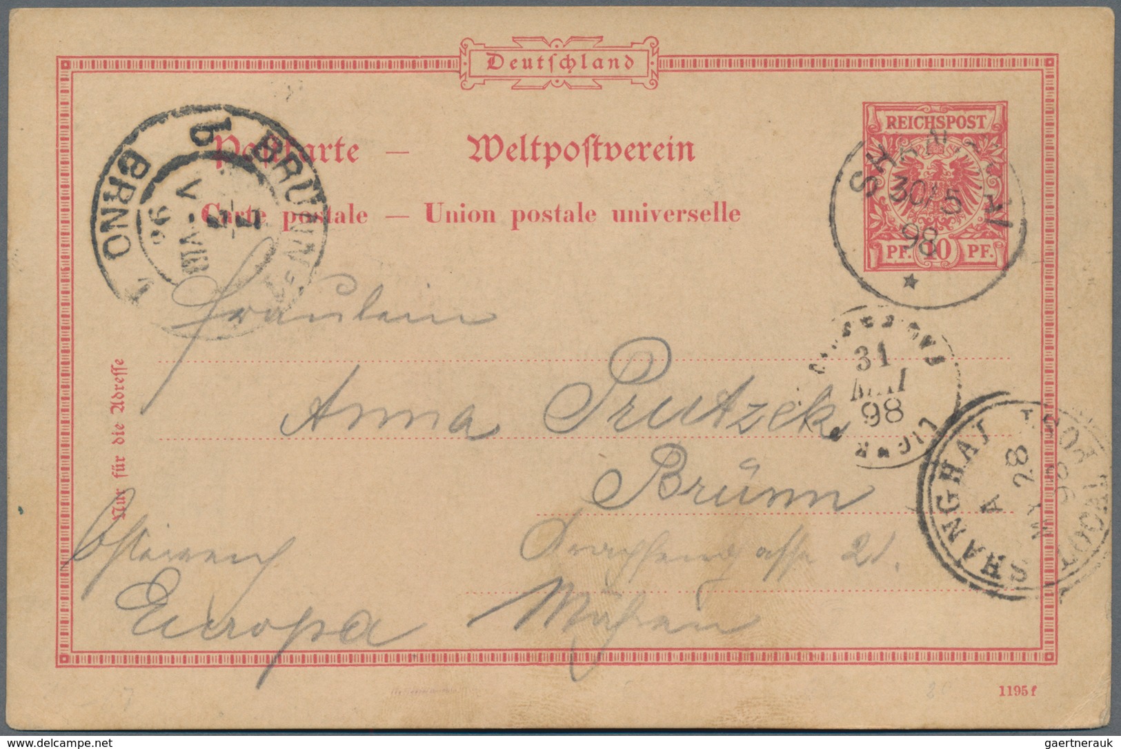 China - Fremde Postanstalten / Foreign Offices: 1898 German Postal Stationery 10 Pf Used At Local Po - Altri & Non Classificati