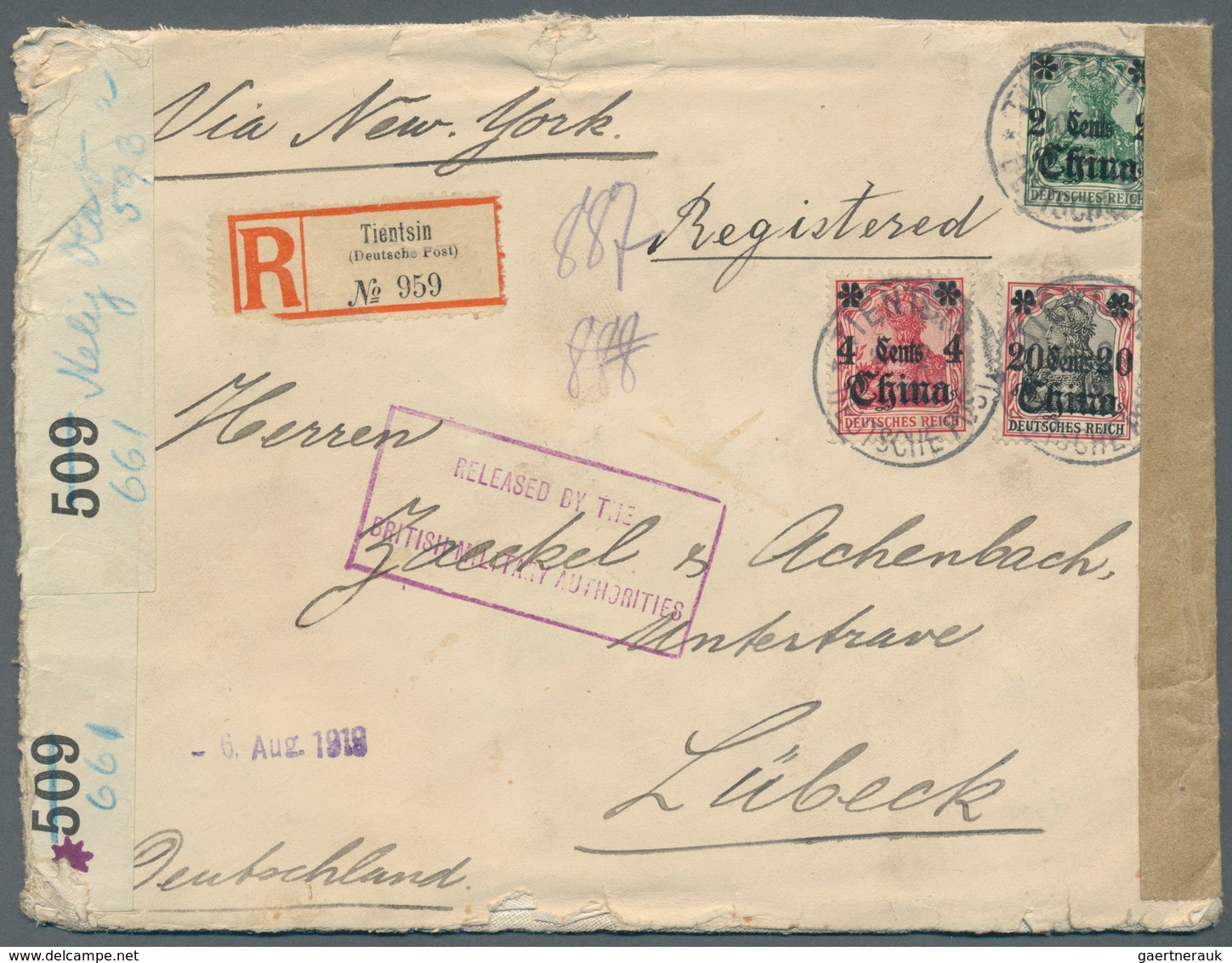 China - Fremde Postanstalten / Foreign Offices: 1906/1919, German POs 2C,4C And 20 C On Commercial R - Sonstige & Ohne Zuordnung