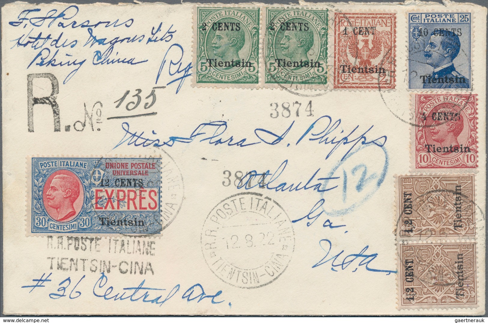 China - Fremde Postanstalten / Foreign Offices: Italy, 1922, Tientsin Ovpts: 12 C./30 Cts. EXPRESS S - Sonstige & Ohne Zuordnung