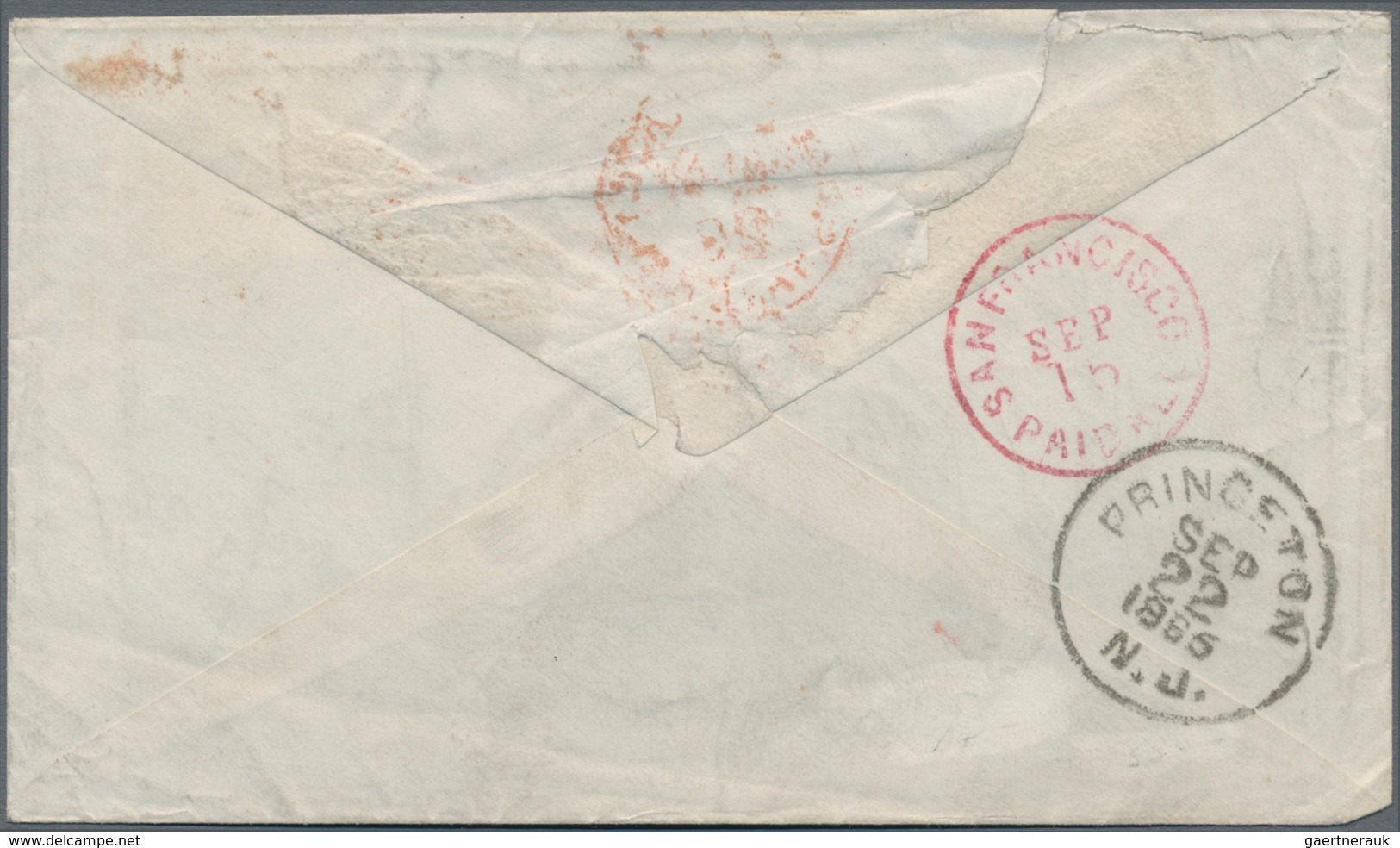 China - Fremde Postanstalten / Foreign Offices: USA, 1885, 5 C. Brown Canc. Red Bar W. Red "U.S. POS - Autres & Non Classés