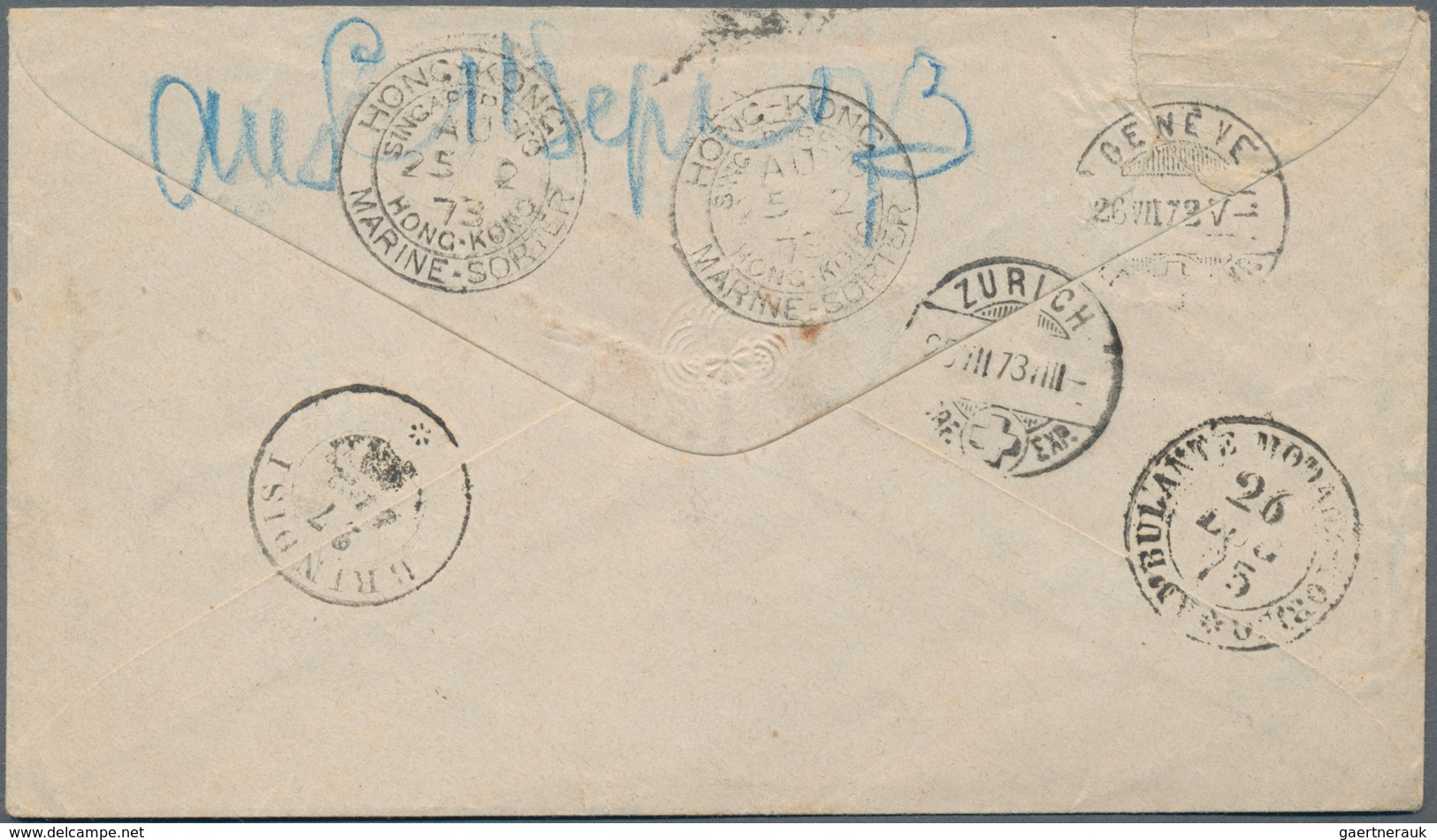 China - Besonderheiten: 1873 Swiss Postal Stationery Envelope "Tübli" 10c. Red Used From Embrach To - Sonstige & Ohne Zuordnung