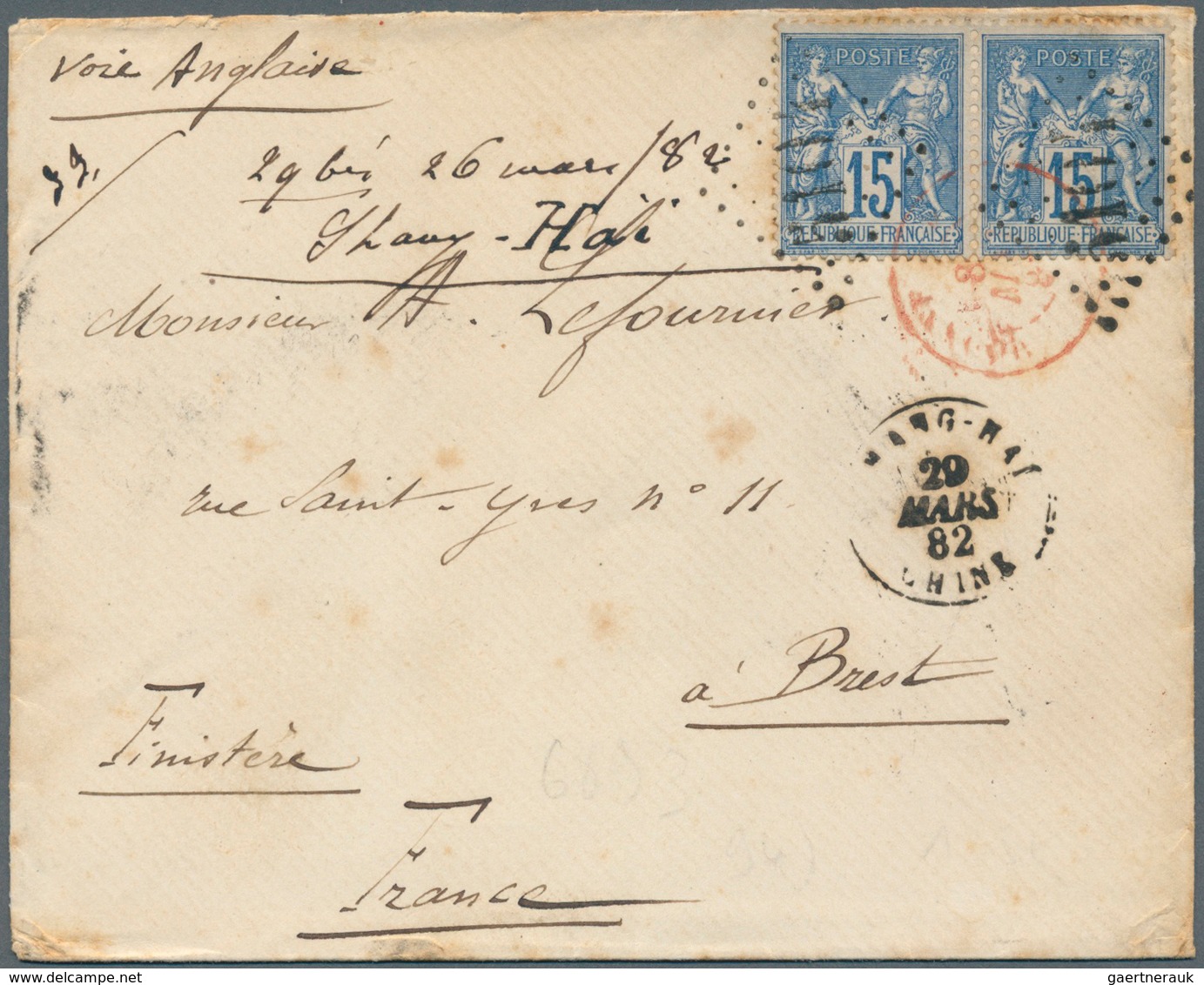 China - Besonderheiten: 1882 - FRENCH POST OFFICE IN SHANGHAI. Envelope (traces Of Ageing) Addressed - Autres & Non Classés