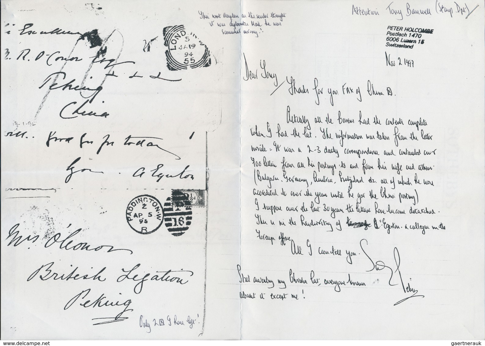 China - Besonderheiten: Incoming Mail, 1894/95, Great Britain, Two Covers With Full Contents To Brit - Autres & Non Classés