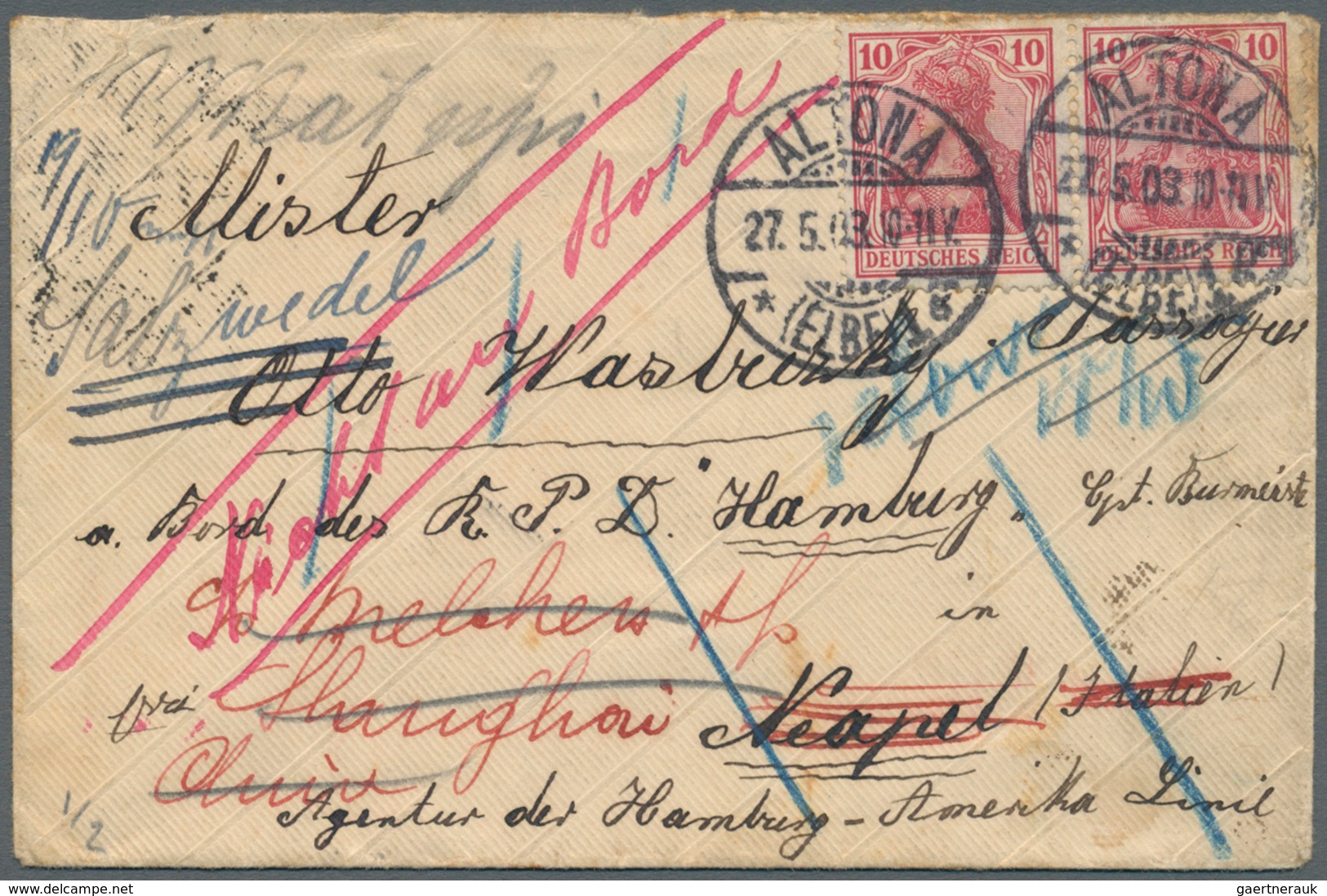 China - Besonderheiten: Incoming Mail, 1903, Germany Small Cover W. 10 Pf. (2) "ALTONA 27.5.03" To G - Autres & Non Classés