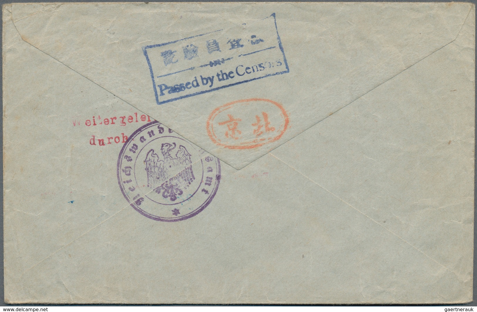 China - Besonderheiten: 1919, Boxed Blue Bilingual "Passed By The Censors" Resp. Oval Vermilion "Pek - Autres & Non Classés