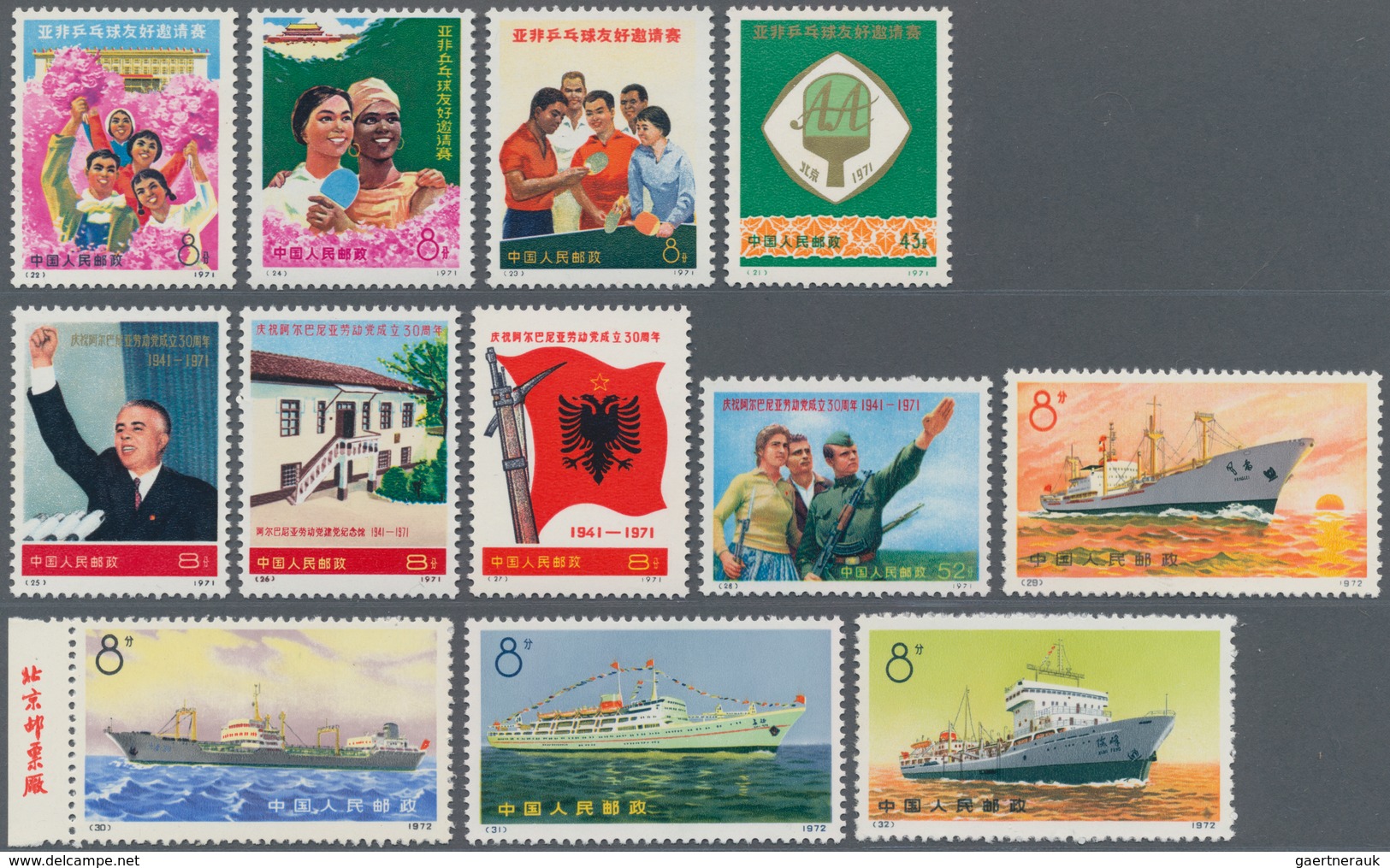 China - Volksrepublik: 1971/72, 3 Complete Sets, Including "Afro-Asian Friendship" Table Tennis Tour - Lettres & Documents