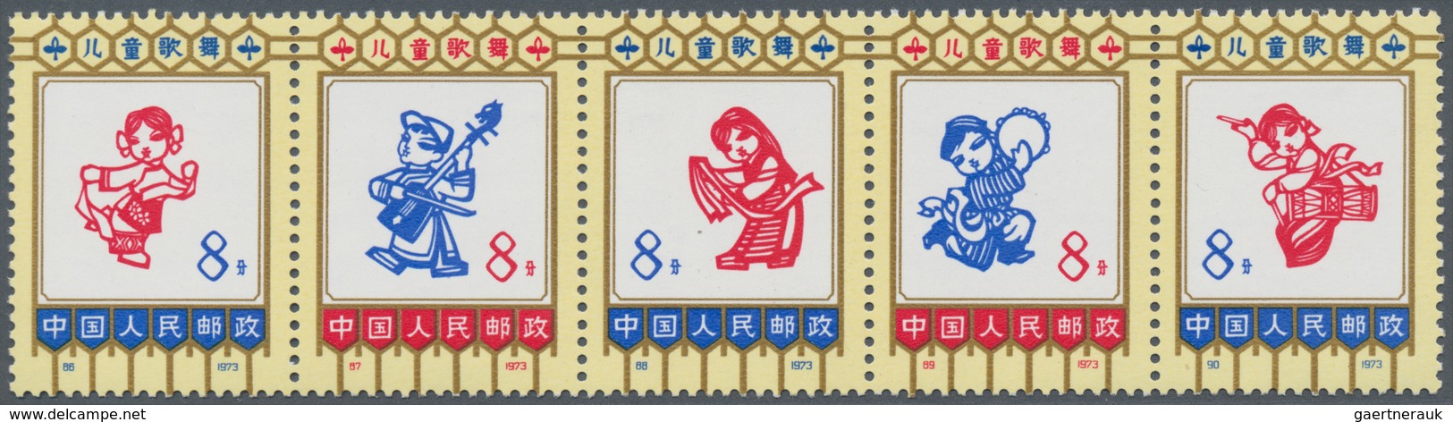 China - Volksrepublik: 1972/1973, five sets MNH: Channel (N49-N52), Panda (N57-N62), Women's Day (N6