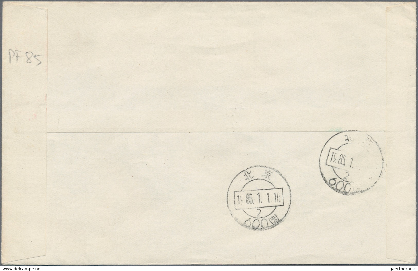 China - Volksrepublik - Ganzsachen: 1970/73, "paper Cut" Envelope 10 F. Carmine Uprated 2 F. (strip- - Cartes Postales
