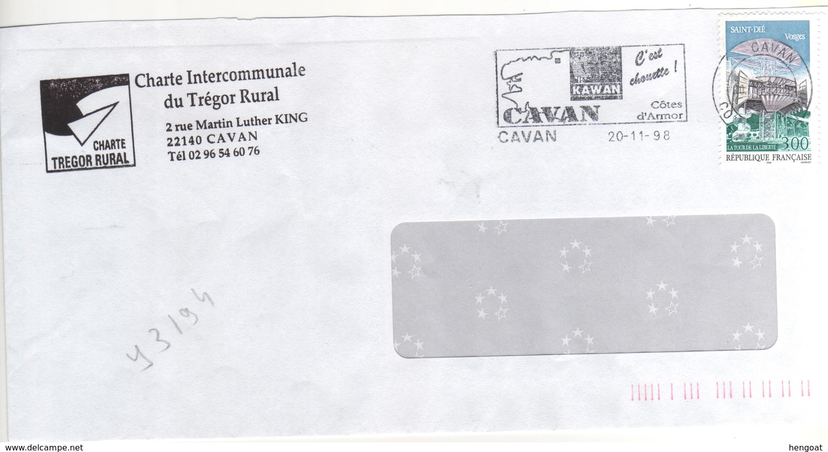 Timbre , Stamp Yvert N° 3194 " Saint Dié Vosges " Sur Lettre , Cover , Mail Du 20/11/1998 - Lettres & Documents