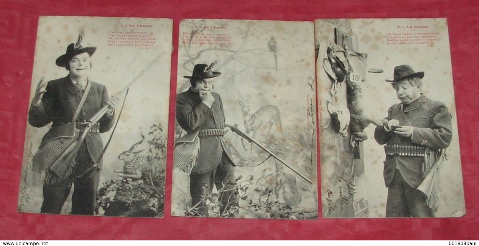 Série La Chasse : Lot De 7 Cartes Postales : Illustrateurs Bergeret ::: Gibiers - Sports - Fusils - Portraits ------ 402 - Chasse