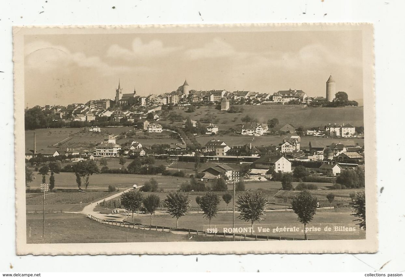 Cp , Suisse, ROMONT ,vue Générale ,prise De BILLENS ,voyagée - Romont