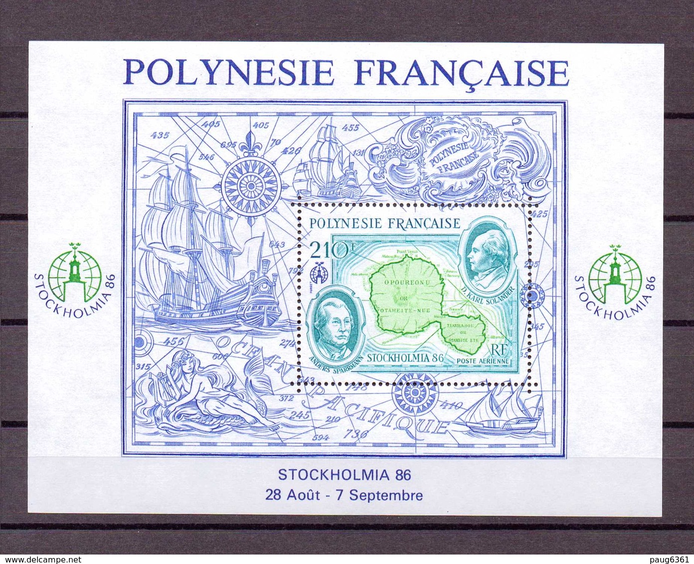 POLYNESIE 1986 BLOC STOCKHOLMIA'86  YVERT N°B12  NEUF MNH** - Blocks & Kleinbögen