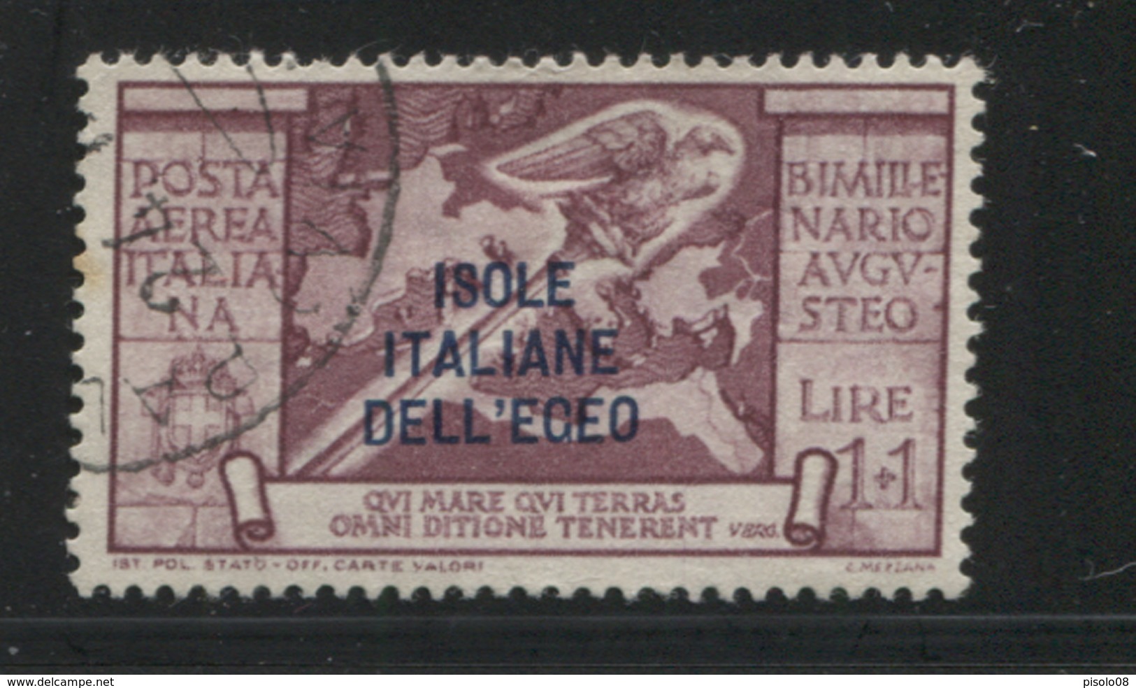 EGEO 1938 AUGUSTO  POSTA AEREA 1 L. + 1 L.USATO - Egeo (Amministrazione Autonoma)