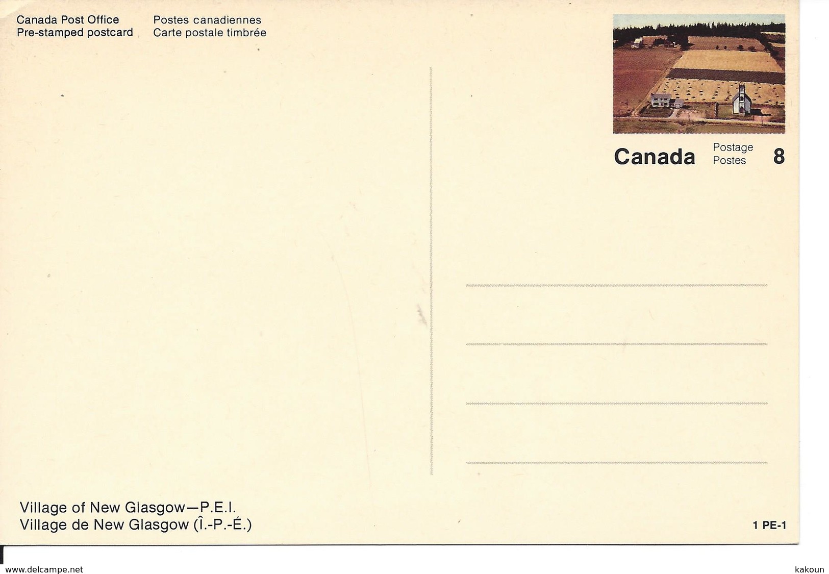 Carte Postale Timbrée - Pre-stamped Postcard, Village Of New Glasgow, P.E.I. Unused  (12960) - Other & Unclassified