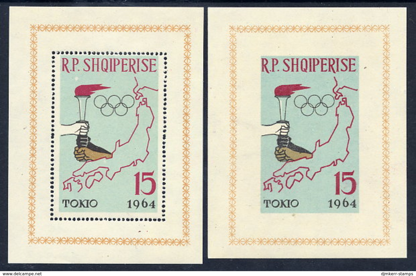 ALBANIA 1963 Tokyo Olympic Games II Perforated And Imperforate Blocks MNH / **.  Michel Blocks 19A+B - Albania