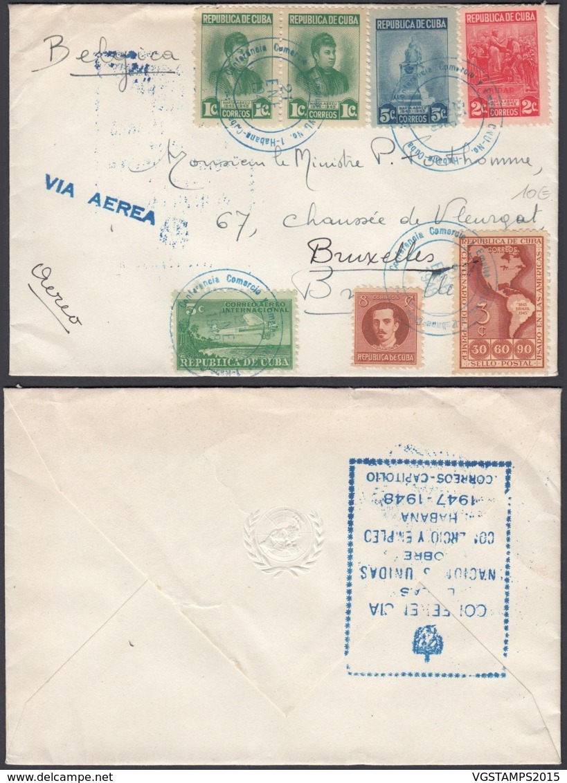 Cuba 1948 - Lettre Par Avion Vers Bruxelles-Belgique De La Habana................ (DD) DC6208 - Briefe U. Dokumente