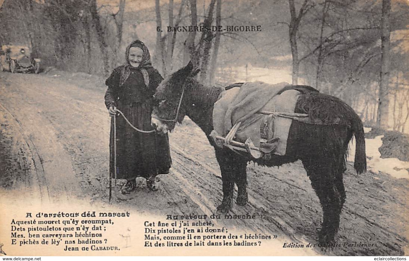 Bagnères De Bigorre       65       Au Retour Du Marché. Paysanne Et Son âne. Poème De  J.de Cabadur    (voir Scan) - Bagneres De Bigorre