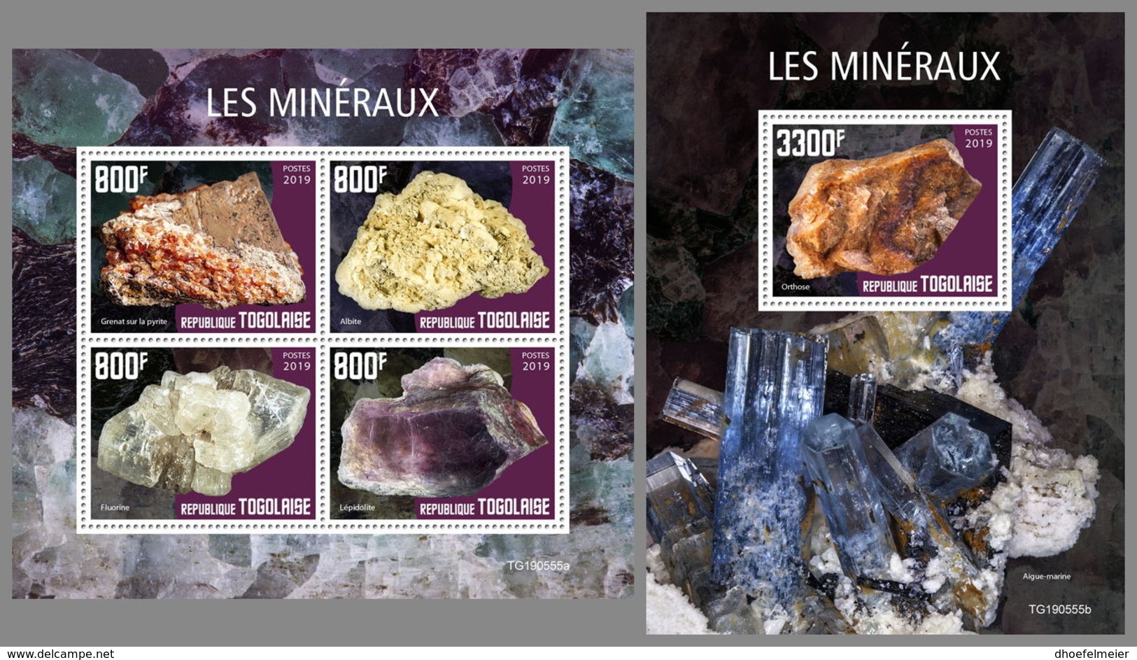 TOGO 2019 MNH Minerals Mineralien Mineraux M/S+S/S - OFFICIAL ISSUE - DH2003 - Minerali