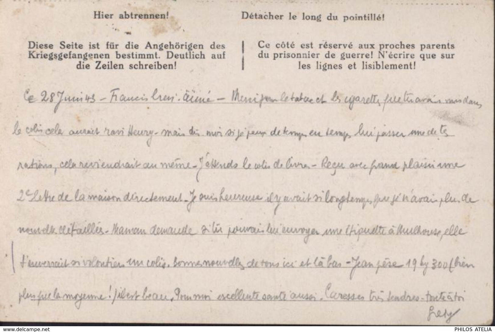 Guerre 39 45 Oflag X B Région Hambourg 10 Région Sandsdostel Censure Illustrée Soleil CAD Marseille 29 6 43 - Lettres & Documents