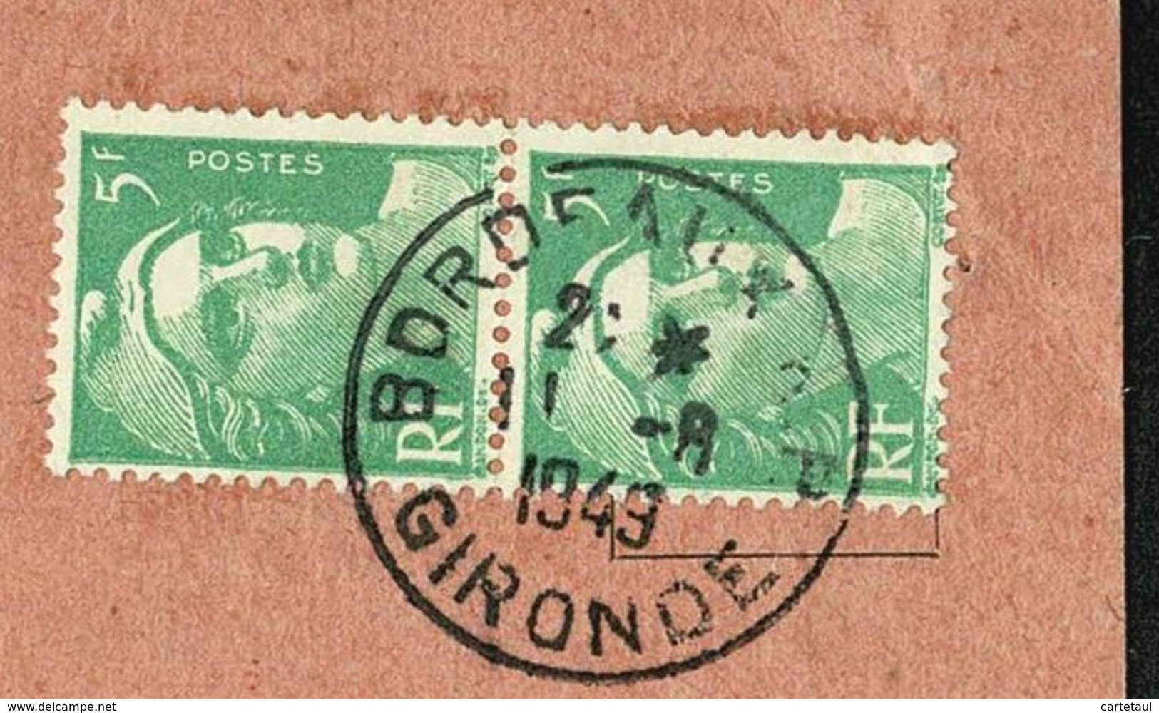 1949 Tarif IMPRIME URGENT 5 F X 2  Gandon  Vert Sur Avis D'expédition BORDEAUX RP 11-8-1949  3 Scan TB - 1921-1960: Période Moderne