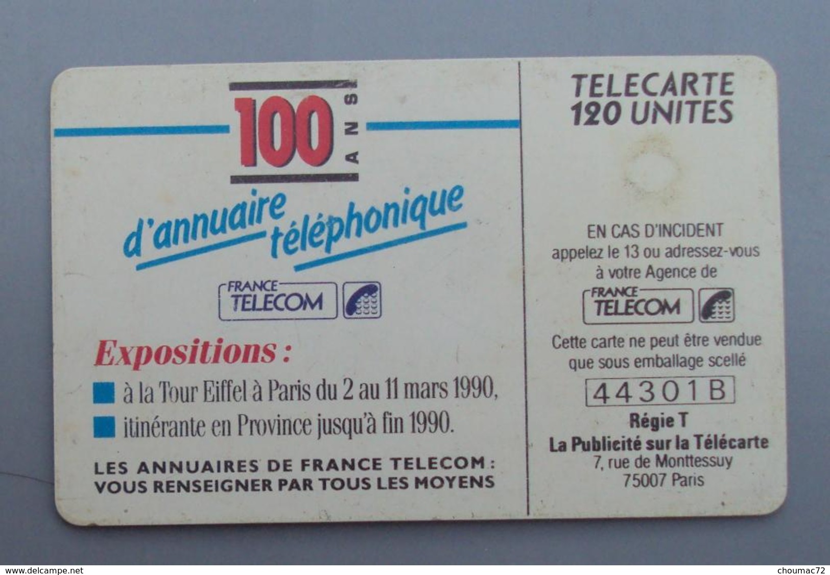 087, Télécarte Publique 10 Ans D'Annuaire Téléphonique 120U - 1990