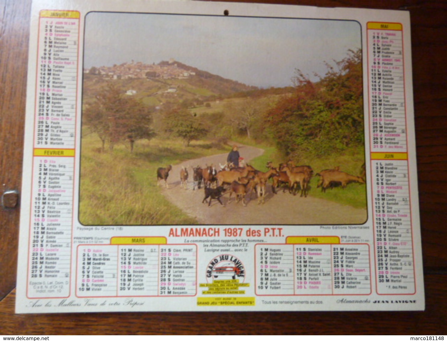 Calendrier Almanach 1987 Des P.T.T.- Paysage Du Centre (18) - Battage Dans Le Sud Ouest - Autres & Non Classés