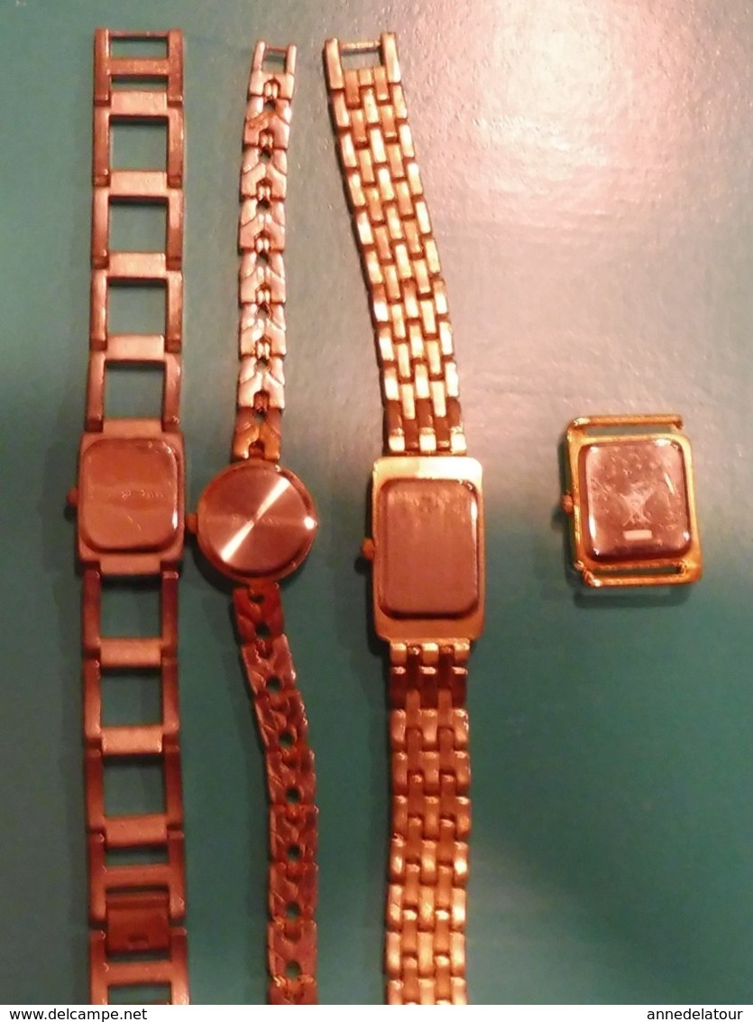 Lot de  4 montres  (dont 3 avec leur bracelet)