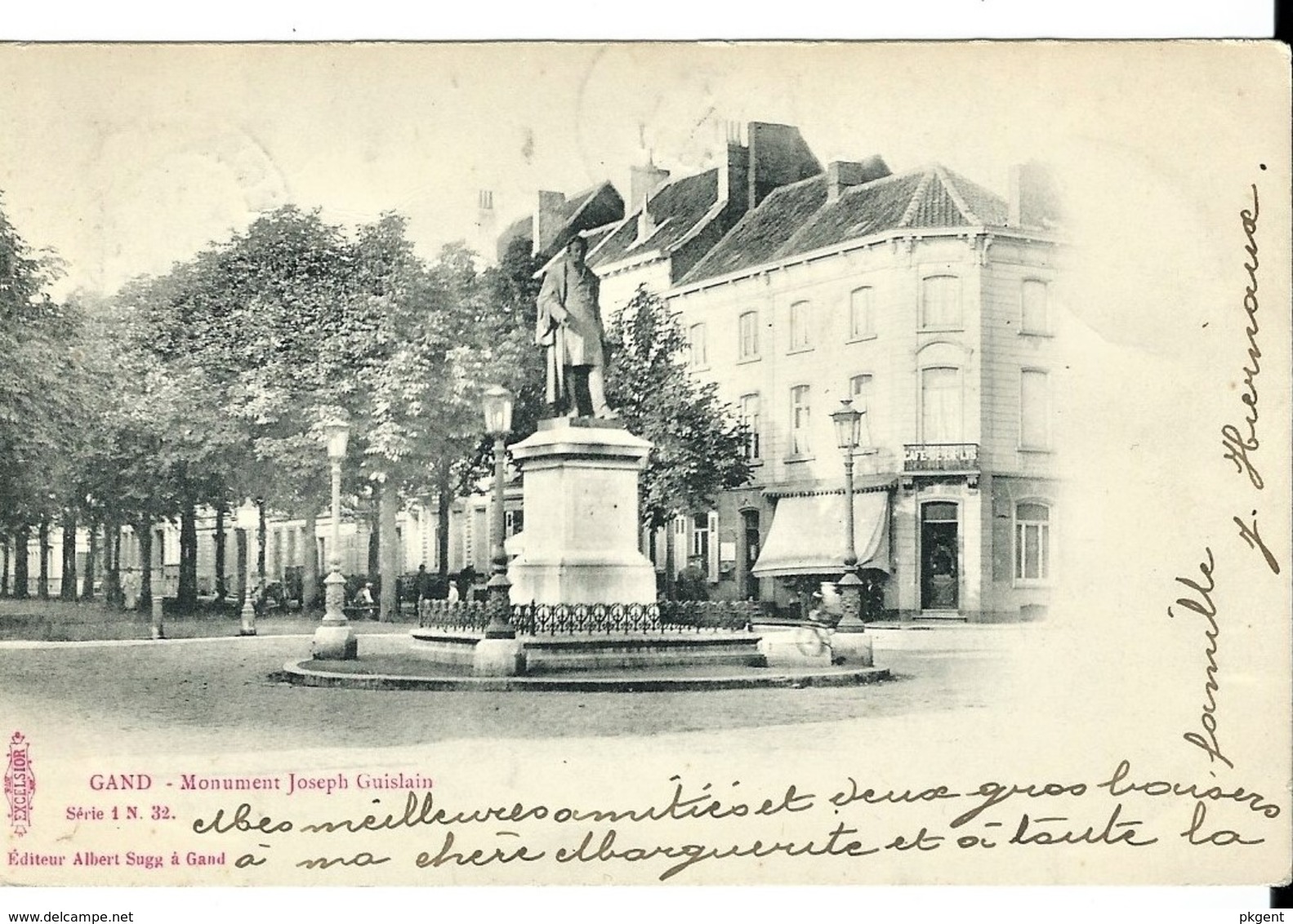 S32 Gent Gand Sugg Serie 1 Nr 32 Monument Joseph Guislain  3 Kaarten.  3 Verschillende Drukken. 5 Scans - Gent