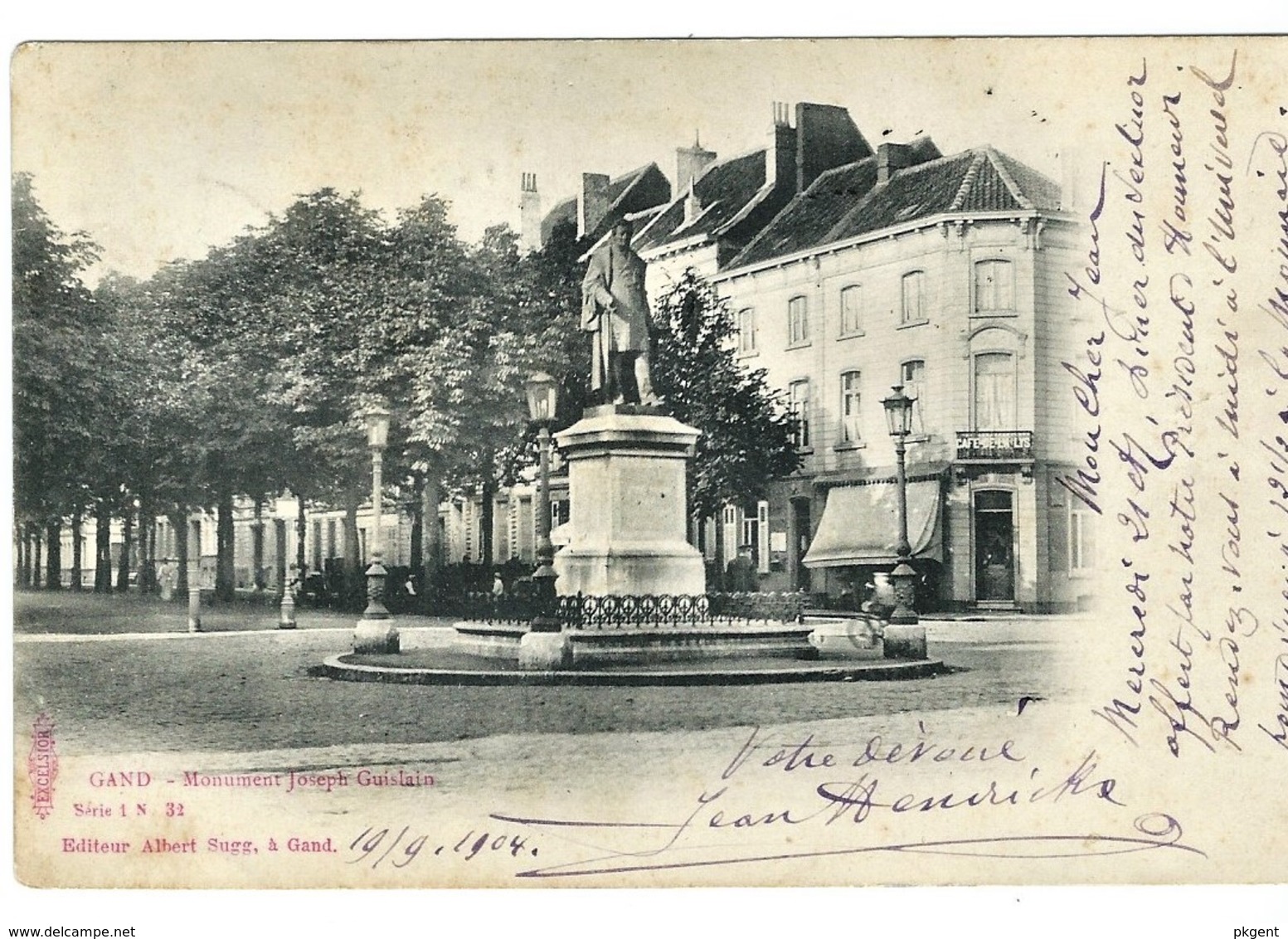 S32 Gent Gand Sugg Serie 1 Nr 32 Monument Joseph Guislain  3 Kaarten.  3 Verschillende Drukken. 5 Scans - Gent