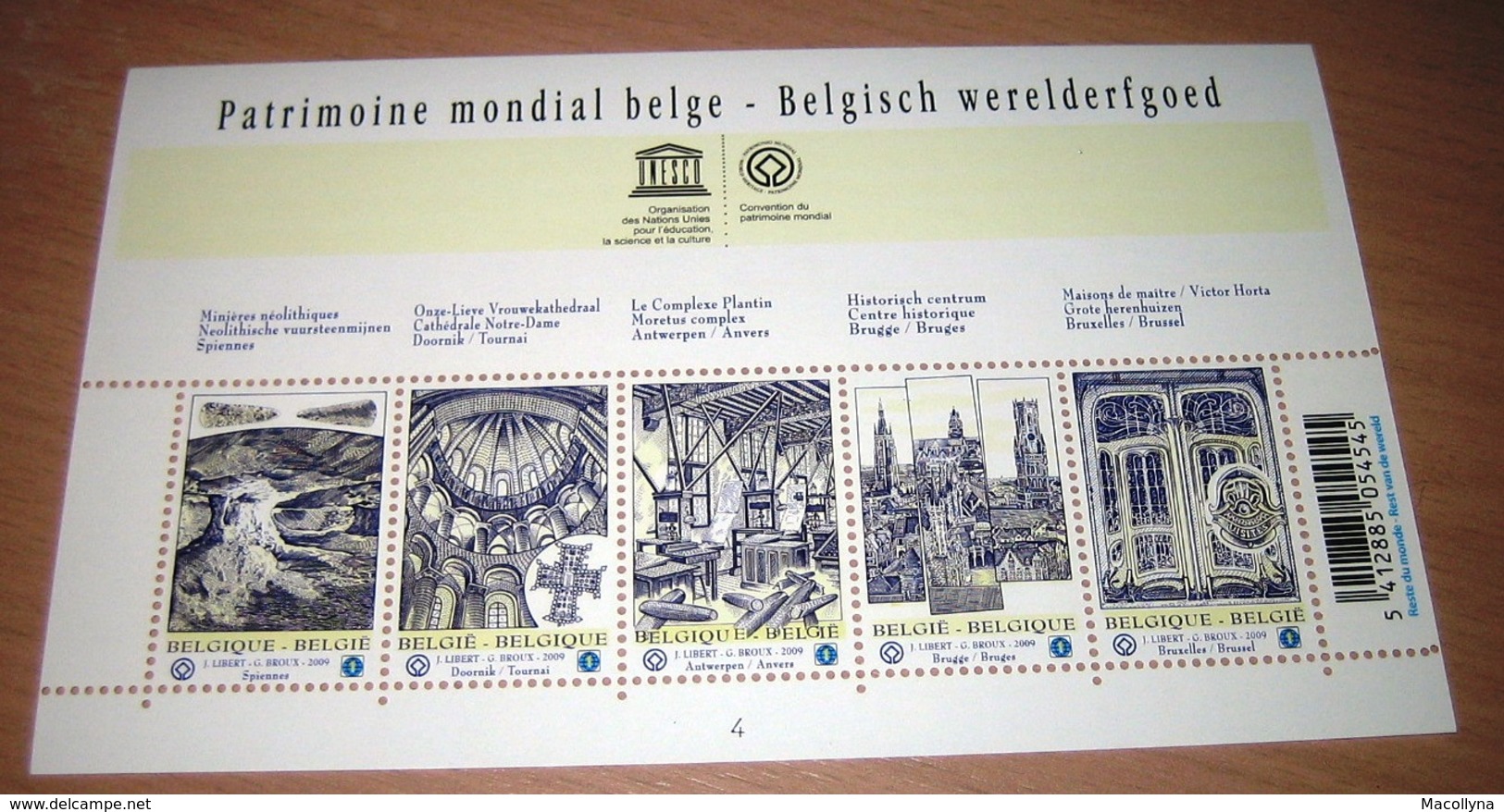 Blok 168** Belgisch Werelderfgoed 3893/97** Patrimoine Mondial / World Heritage - UNESCO - PLAATNUMMER 4 - Full Sheets And Panes