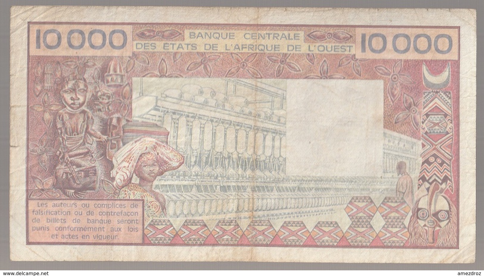 Côte D'Ivoire Billet De 10 000 Francs CFA Série D Circulé - Côte D'Ivoire