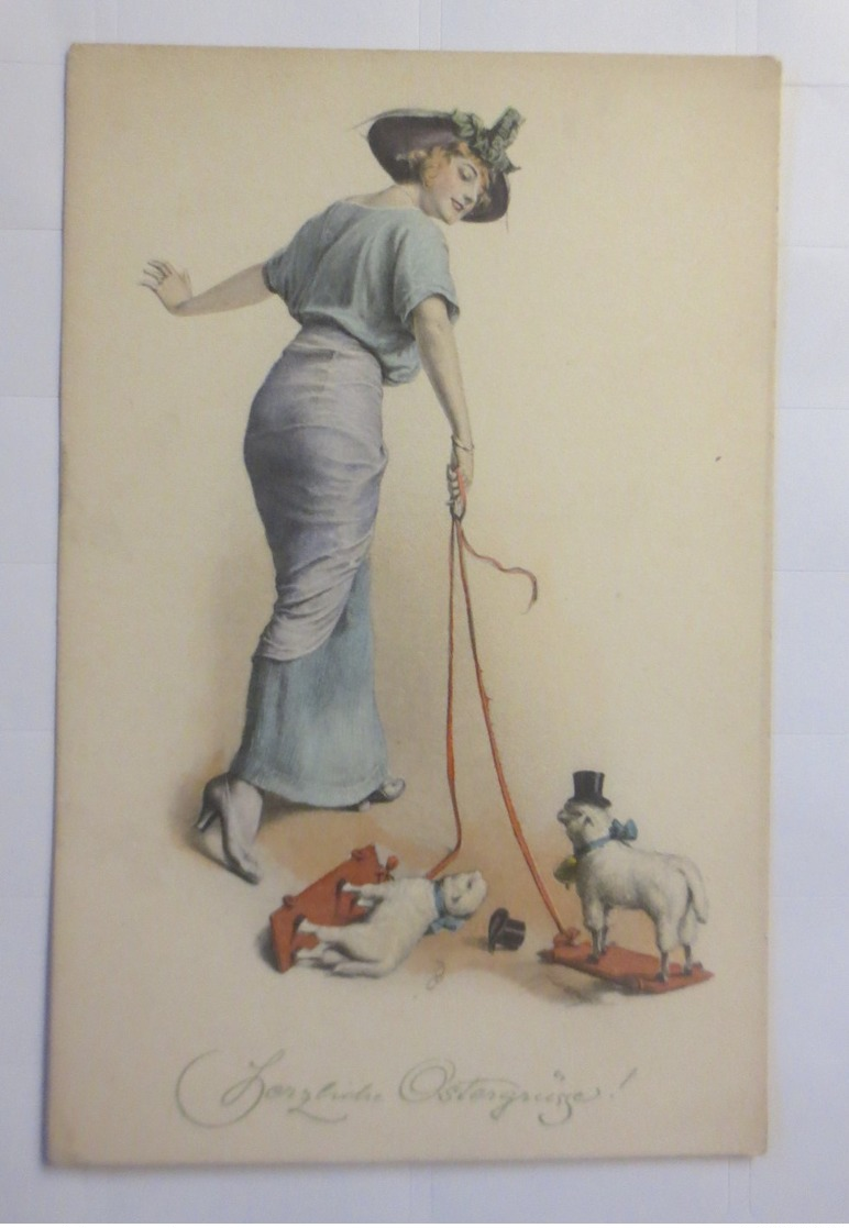 Ostern, Frauen, Mode, Hutmode, Spielzeug, Lamm, Zylinder, 1907, Munk ♥ (36933)  - Pâques