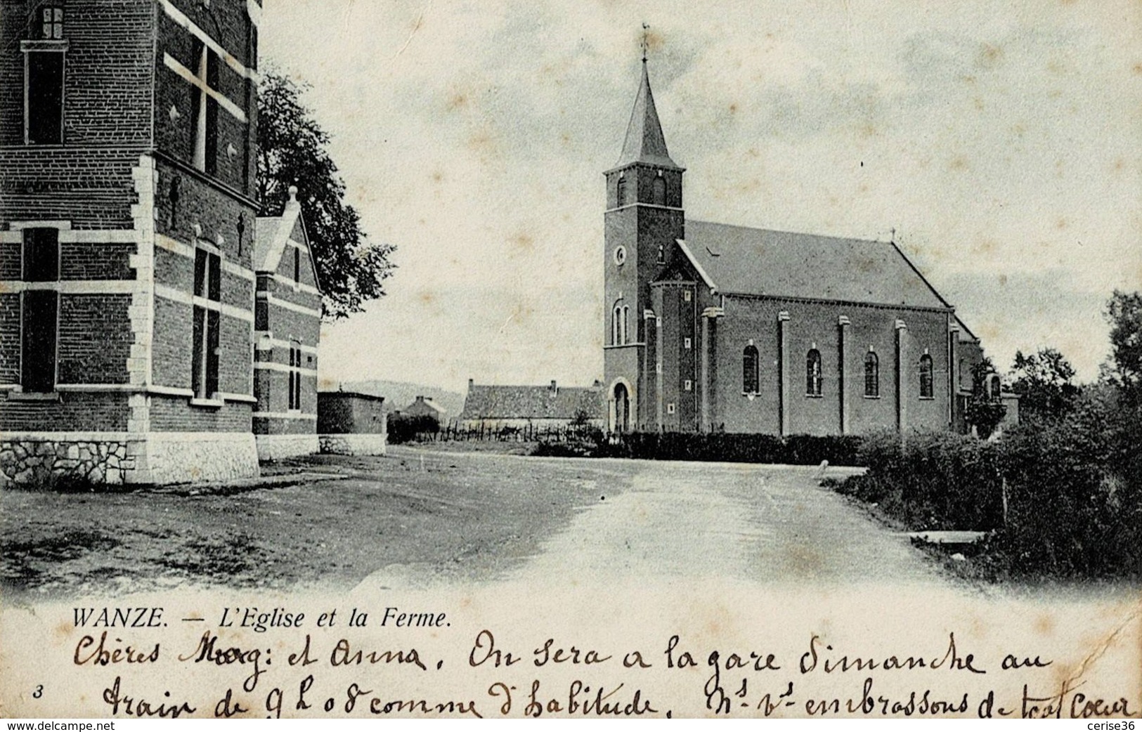 Wanze L'Eglise Et La Ferme Circulée En 1908 - Wanze