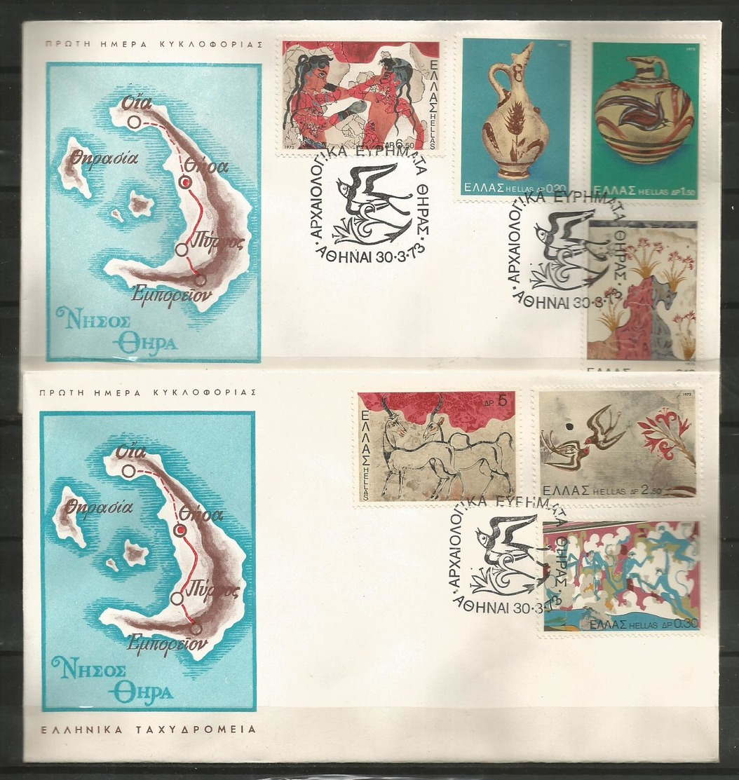 Greece 1973 Archaeological Finds Of Santorini Island 2 FDC. - FDC