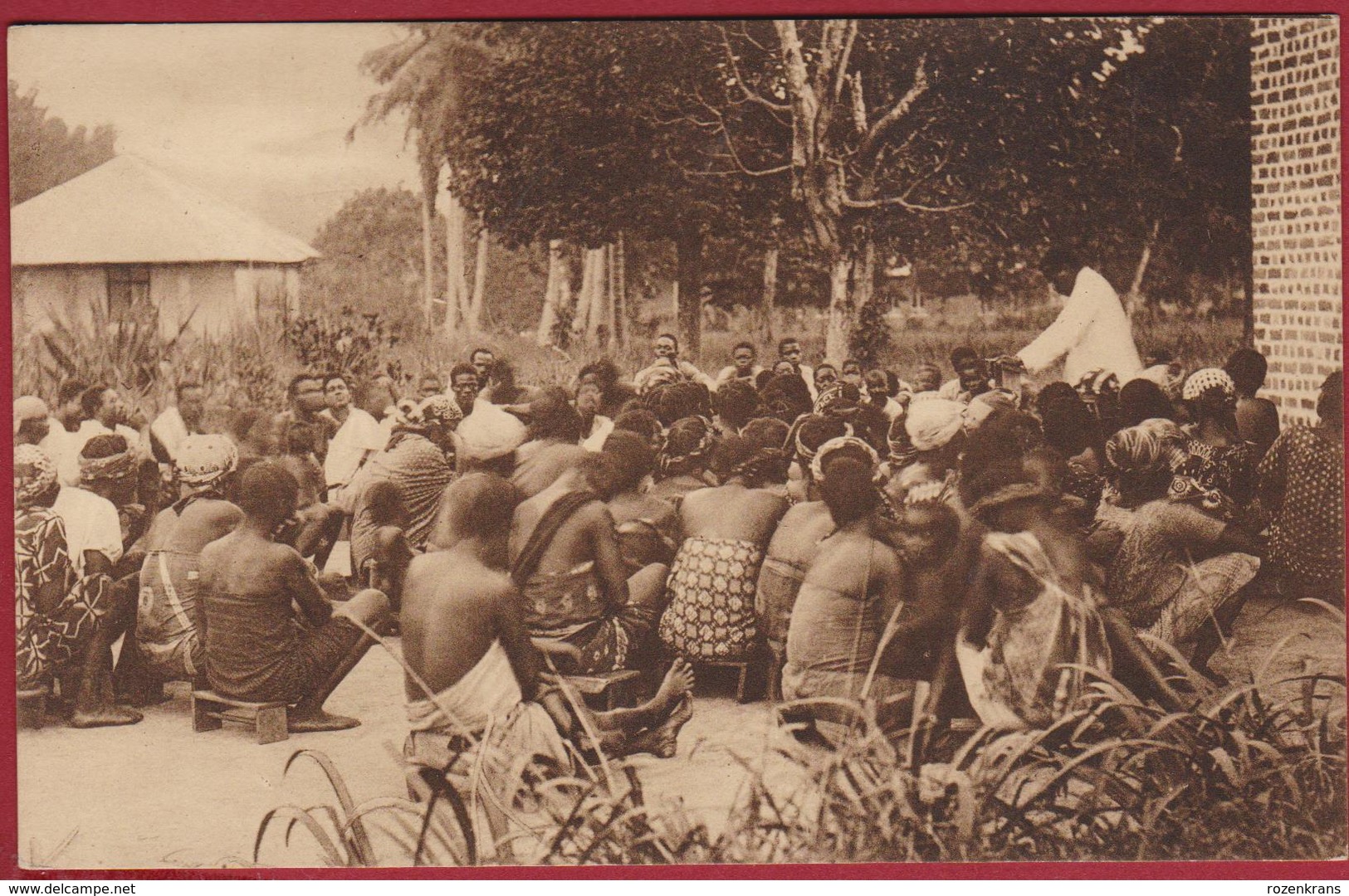 Belgisch Congo Belge Natives Catechism Coquilhatville Missionary Postcard Missionnaires Du Sacré Coeur Borgerhout Anvers - Belgian Congo