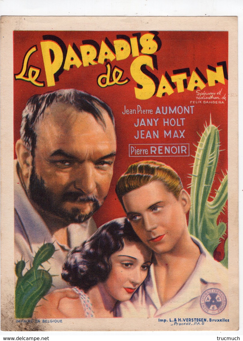 472 - CINEMA - Le PARADIS De SATAN  - Ciné STUART à SERAING -     1939  -  1940 - Manifesti Su Carta