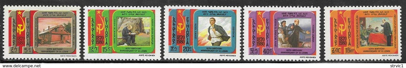 Ethiopia Scott # 964-8 MNH Lenin Birthday, Paintings,  1980 - Ethiopia