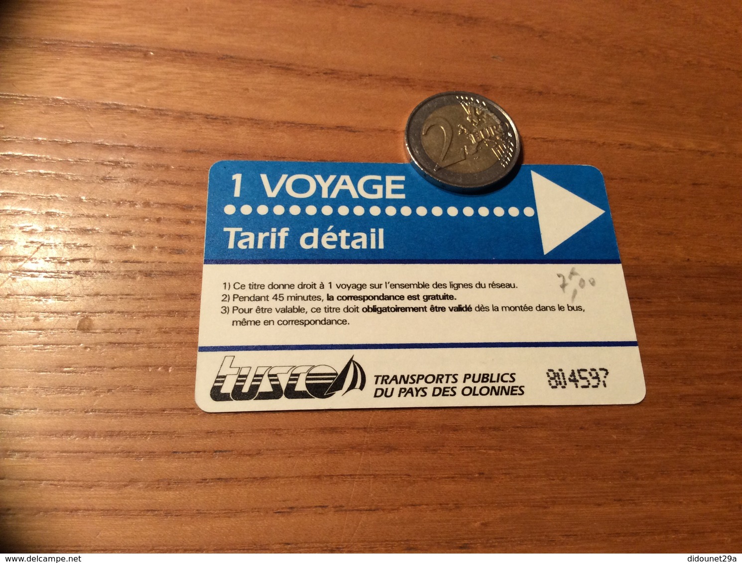 Ticket De Transport (bus, Tramway) « tusco - 1 Voyage - LES SABLES D’OLONNE (85) » - Europe