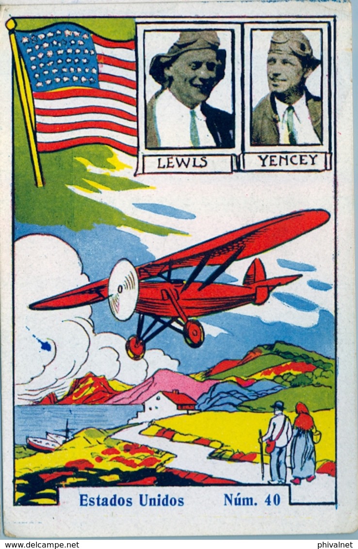 CROMOS ANTIGUOS , AVIADORES , PIONEROS DE LA AVIACIÓN , AVIONES, ESTADOS UNIDOS - LEWIS Y YENCEY - Otros & Sin Clasificación