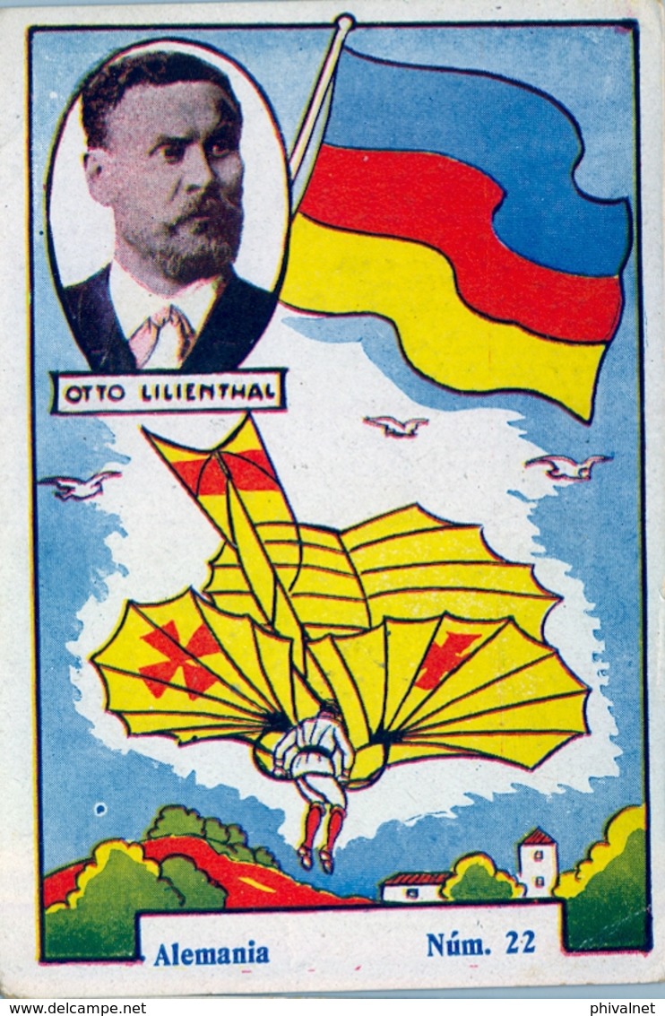 CROMOS ANTIGUOS , AVIADORES , PIONEROS DE LA AVIACIÓN , AVIONES, ALEMANIA - OTTO LILIENTHAL - Otros & Sin Clasificación